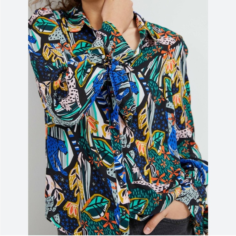 Anthropologie& masha volnova  Multicolor Tropical Blouse; size 8